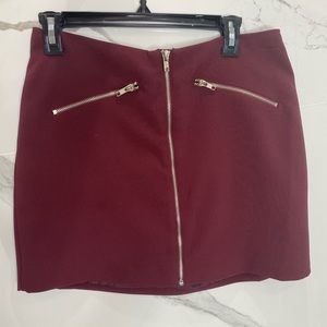 maroon zipper skirt